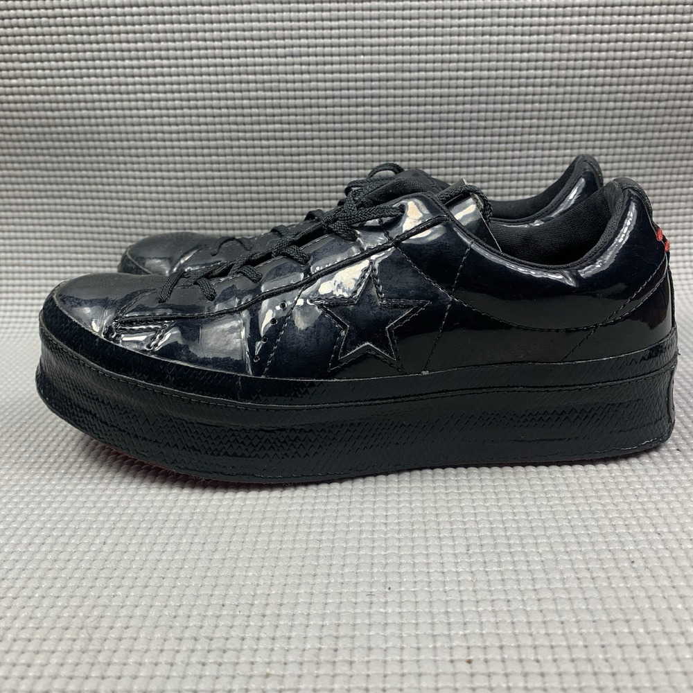 Converse One Star Platform Ox Black Patent Leather Sneakers Women's Size 7.5